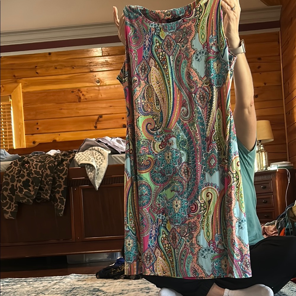 Paisley Print Sleeveless Top